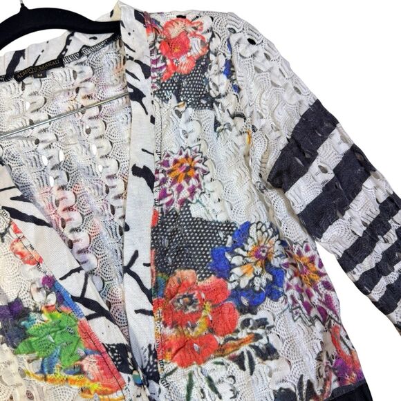 Alberto Makali Button Up Top M Patchwork Art To Wear Mixed Media Floral Boho Y2K - Picture 7 of 12